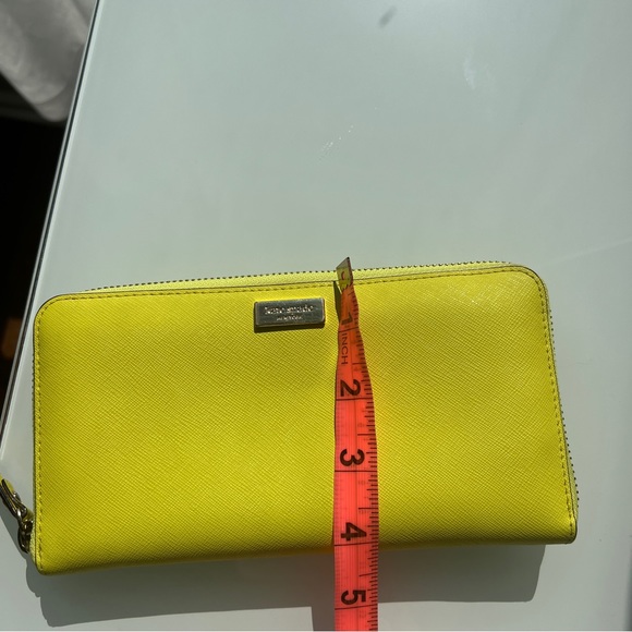 ♠️ Kate Spade leather continental wallet w/ zippered coin fluorescent yellow - Picture 11 of 12